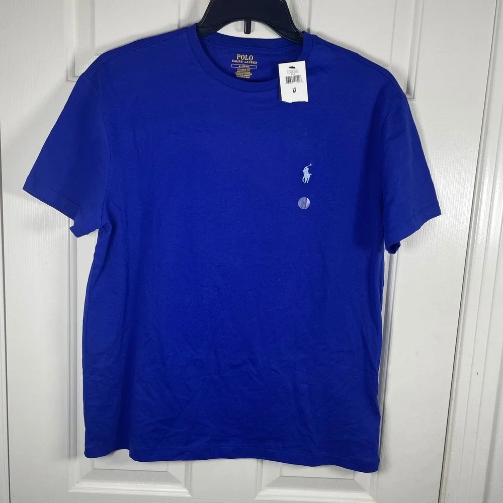 Polo Ralph Lauren Mens Classic Fit Blue Cotton Crew Neck T-Shirt Medium New